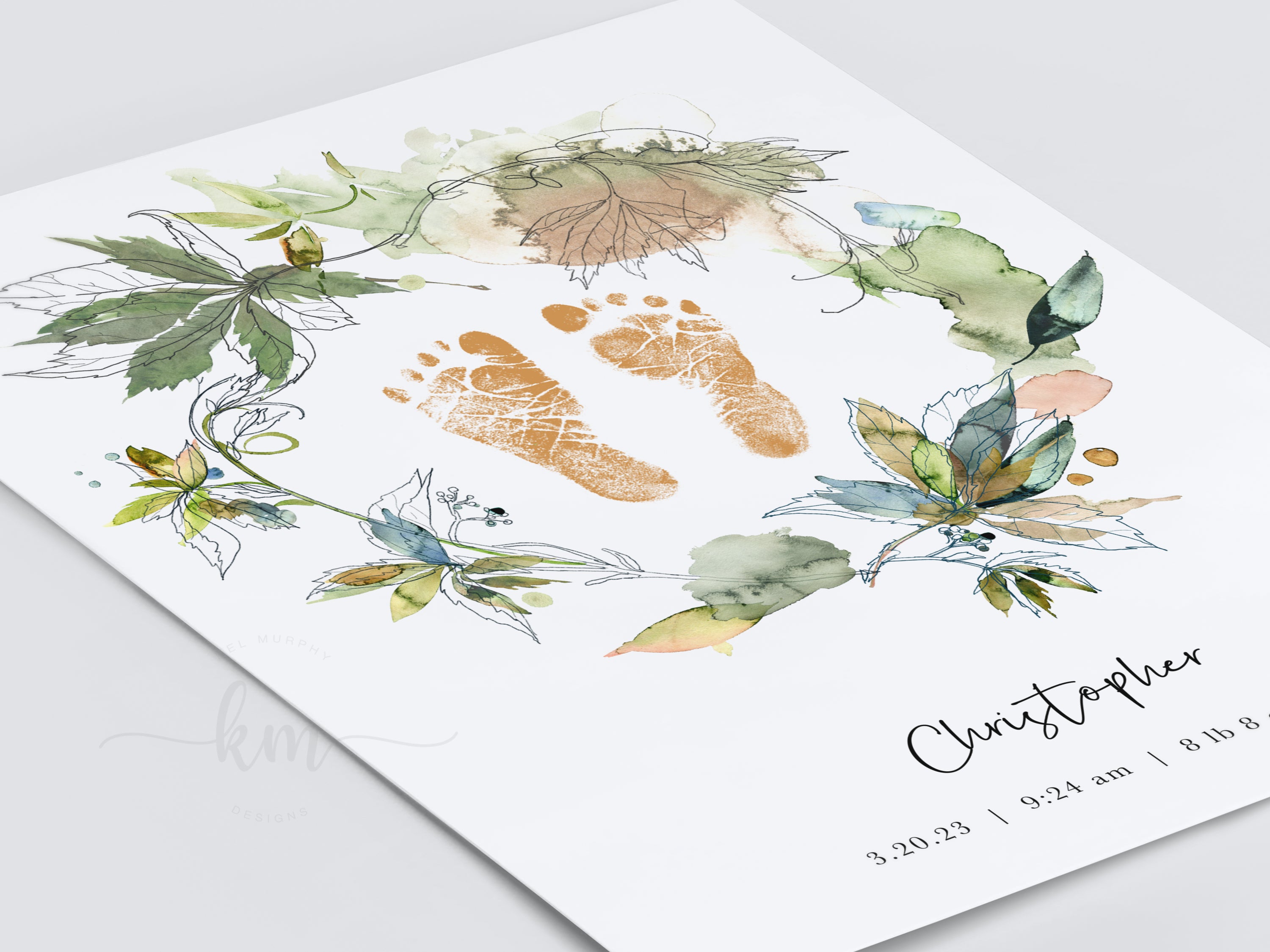 Baby footprint fashion paper