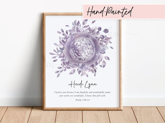 Hand-Painted Floral Watercolor IVF Embryo Art (Vertical)