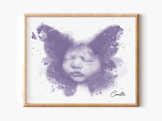 Butterfly Watercolor 3D Ultrasound Art