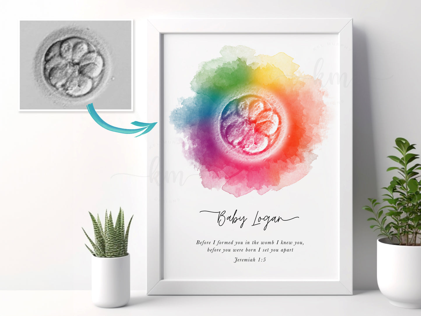 Rainbow Baby Watercolor IVF Embryo Art