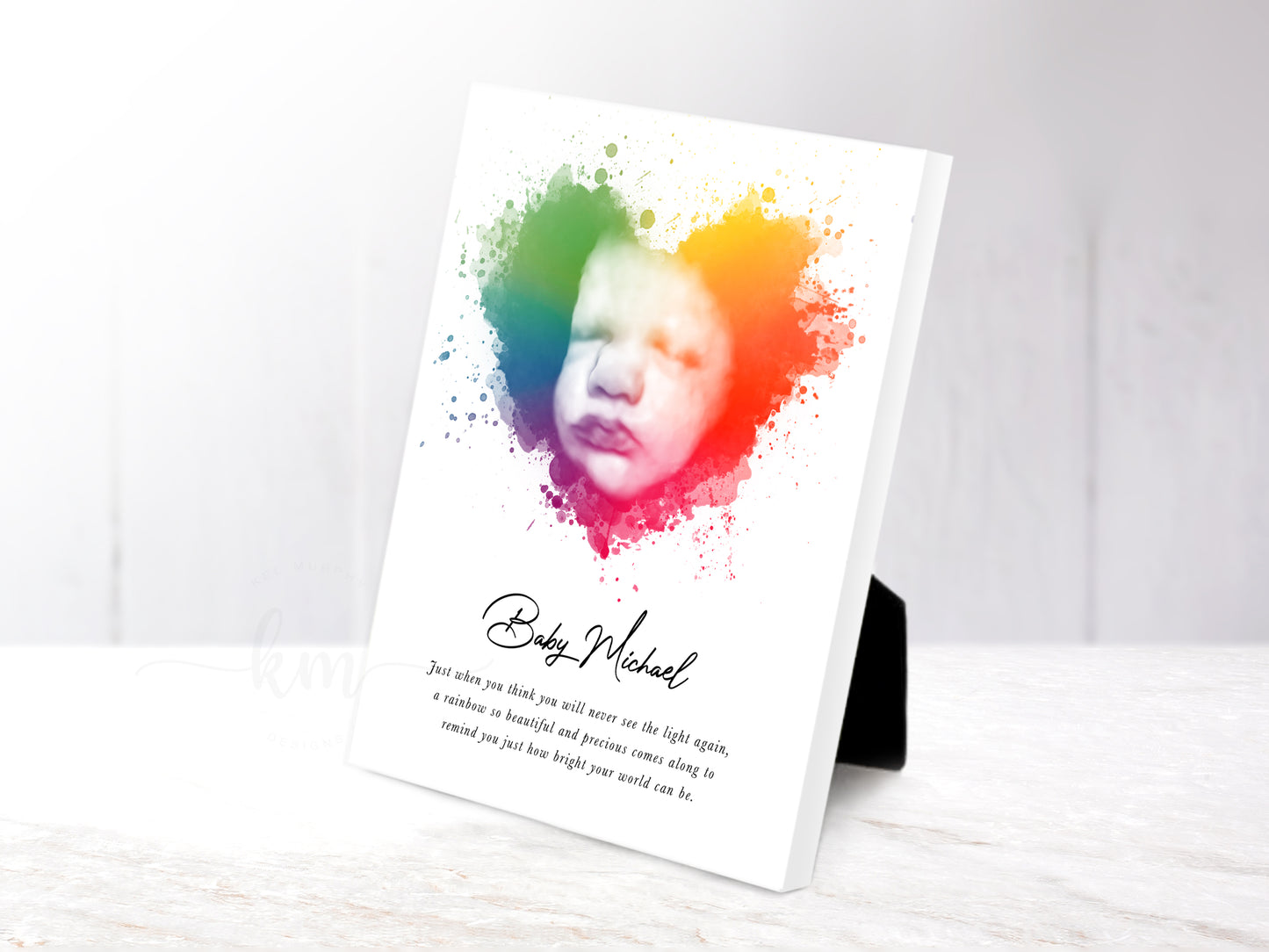 Rainbow Baby Splatter Heart Watercolor Ultrasound Art (Vertical)