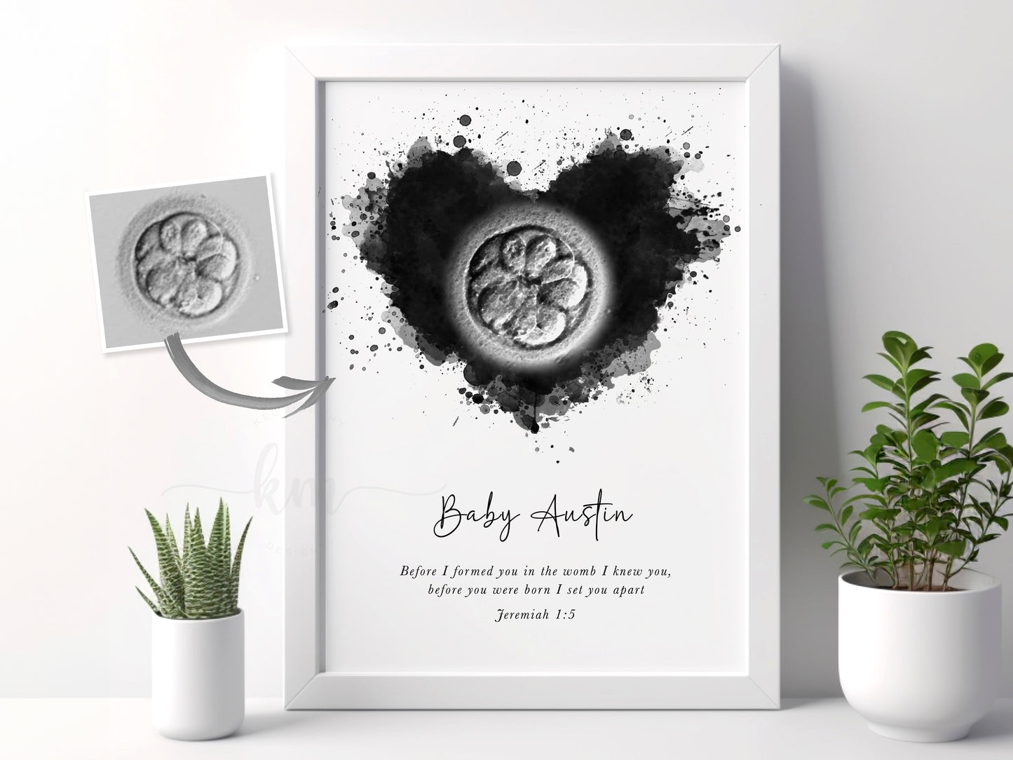 Splatter Heart Pen & Ink IVF Embryo Art