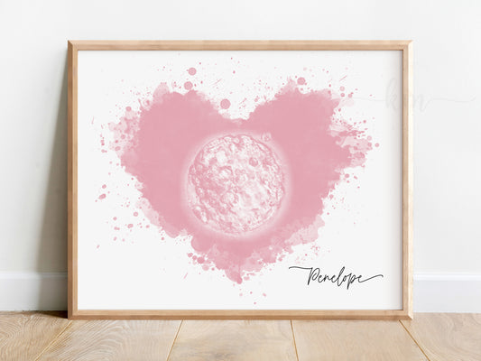 Splatter Heart Watercolor IVF Embryo Art