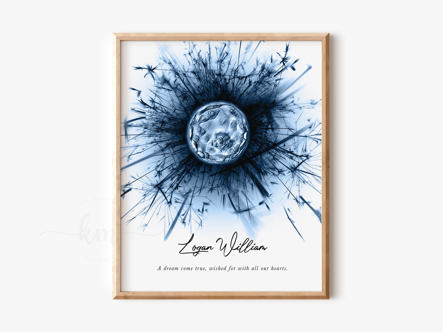 Dandelion Pen & Ink IVF Embryo Art (Vertical)