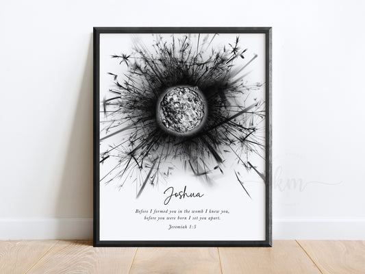 Dandelion Pen & Ink IVF Embryo Art (Vertical)